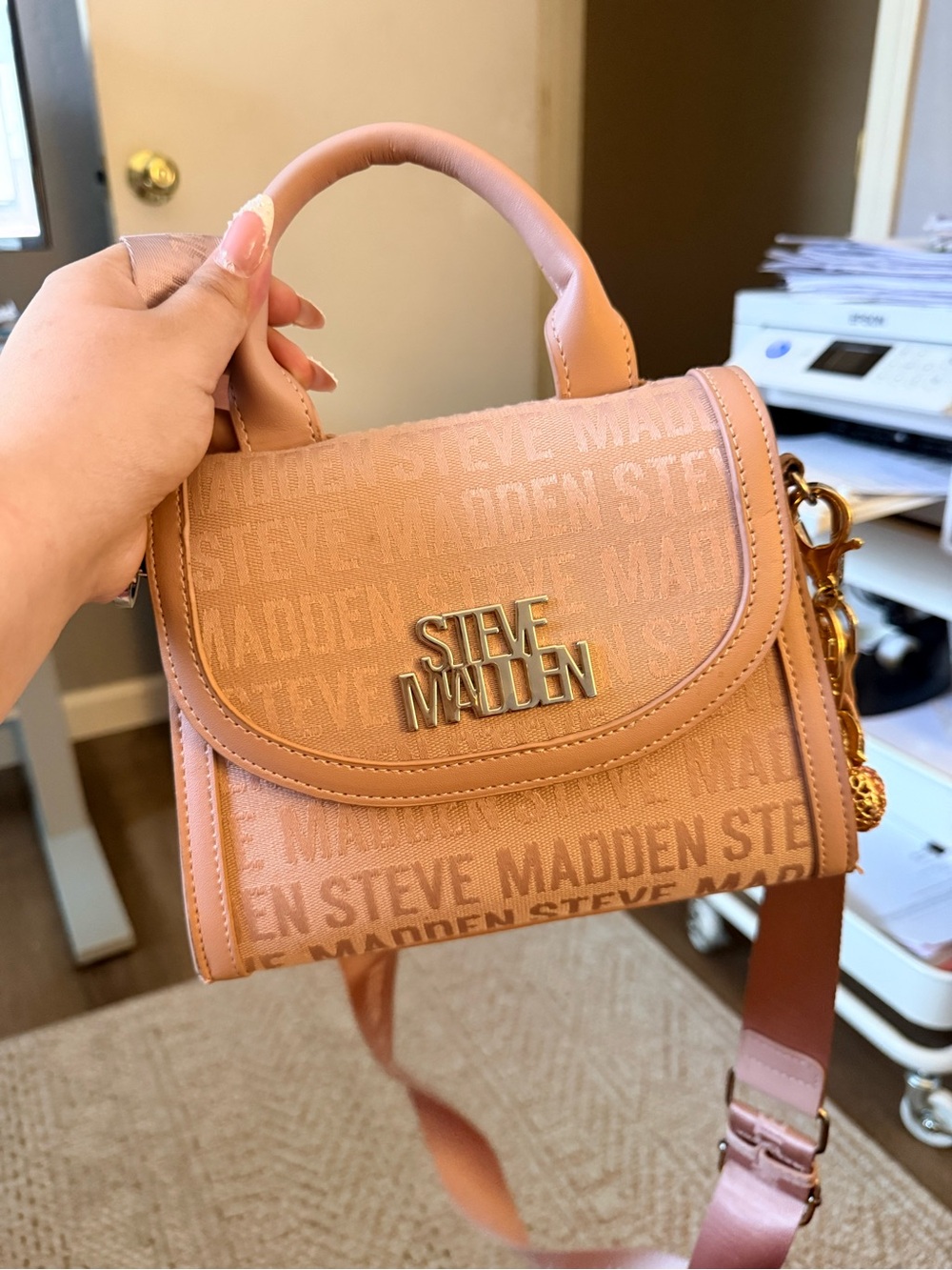 Steve Madden Peach-Pink Top-Handle Crossbody Bag